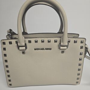 Michael Kors Cream Satchel with Silver Accents